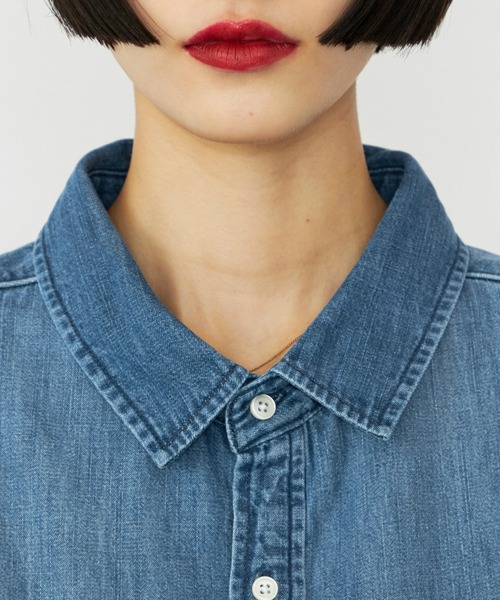 Lee(リー)の「Lee/リー デニムシャツワンピース シャツドレス ルーズシルエット(シャツ/ブラウス・レディース・ブルー/ライトインディゴブルー・SMALL/MEDIUM)」の10枚目の写真