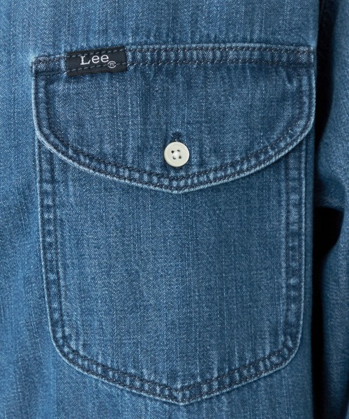 Lee(リー)の「Lee/リー デニムシャツワンピース シャツドレス ルーズシルエット(シャツ/ブラウス・レディース・ブルー/ライトインディゴブルー・SMALL/MEDIUM)」の11枚目の写真