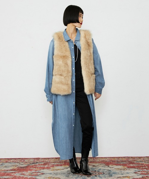 Lee(リー)の「Lee/リー デニムシャツワンピース シャツドレス ルーズシルエット(シャツ/ブラウス・レディース・ブルー/ライトインディゴブルー・SMALL/MEDIUM)」の20枚目の写真