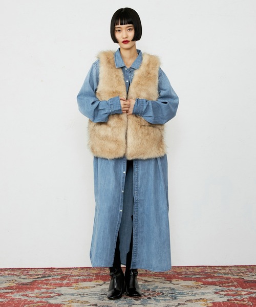 Lee(リー)の「Lee/リー デニムシャツワンピース シャツドレス ルーズシルエット(シャツ/ブラウス・レディース・ブルー/ライトインディゴブルー・SMALL/MEDIUM)」の21枚目の写真