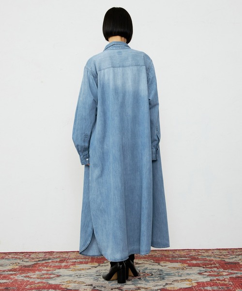 Lee(リー)の「Lee/リー デニムシャツワンピース シャツドレス ルーズシルエット(シャツ/ブラウス・レディース・ブルー/ライトインディゴブルー・SMALL/MEDIUM)」の18枚目の写真