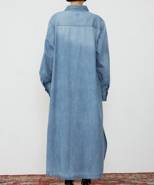 Lee(リー)の「Lee/リー デニムシャツワンピース シャツドレス ルーズシルエット(シャツ/ブラウス・レディース・ブルー/ライトインディゴブルー・SMALL/MEDIUM)」の19枚目の写真