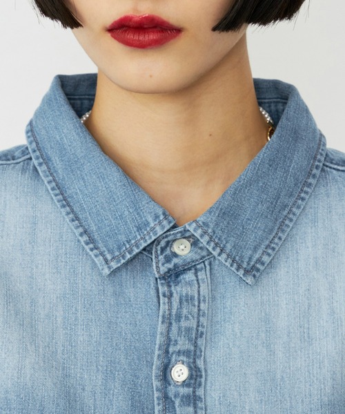 Lee(リー)の「Lee/リー デニムシャツワンピース シャツドレス ルーズシルエット(シャツ/ブラウス・レディース・ブルー/ライトインディゴブルー・SMALL/MEDIUM)」の22枚目の写真