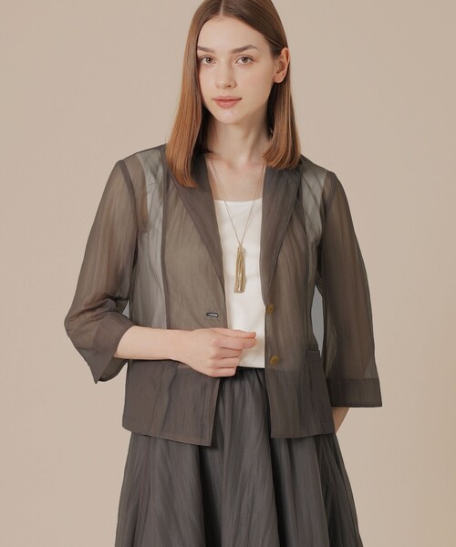 MACKINTOSH LONDON(マッキントッシュ ロンドン)の「エアリーリンクルジャケット(テーラードジャケット・レディース・ベージュ/ブラック・38/40)」の1枚目の写真