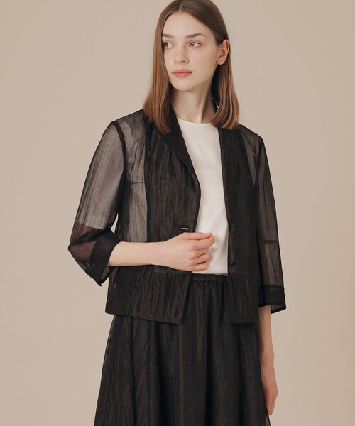 MACKINTOSH LONDON(マッキントッシュ ロンドン)の「エアリーリンクルジャケット(テーラードジャケット・レディース・ベージュ/ブラック・38/40)」の2枚目の写真