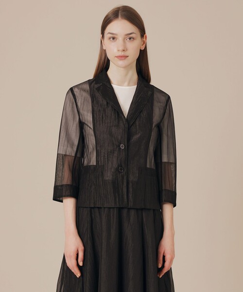 MACKINTOSH LONDON(マッキントッシュ ロンドン)の「エアリーリンクルジャケット(テーラードジャケット・レディース・ベージュ/ブラック・38/40)」の5枚目の写真