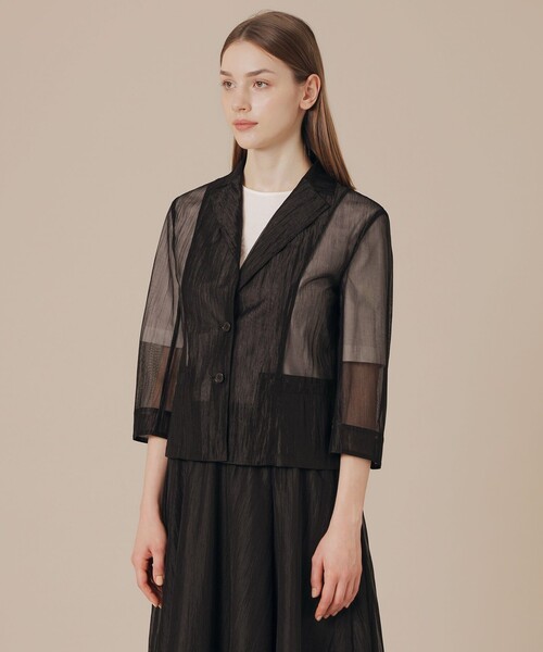 MACKINTOSH LONDON(マッキントッシュ ロンドン)の「エアリーリンクルジャケット(テーラードジャケット・レディース・ベージュ/ブラック・38/40)」の6枚目の写真