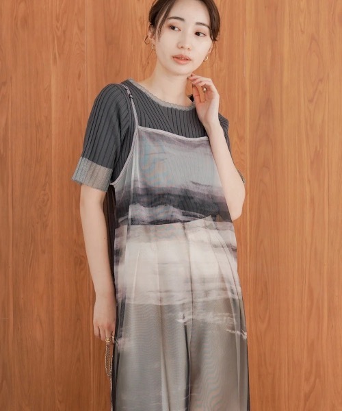 Bab(バブ)の「ニュアンス柄シアーキャミワンピース(ワンピース・レディース・ブラック/パープル・MEDIUM)」の13枚目の写真