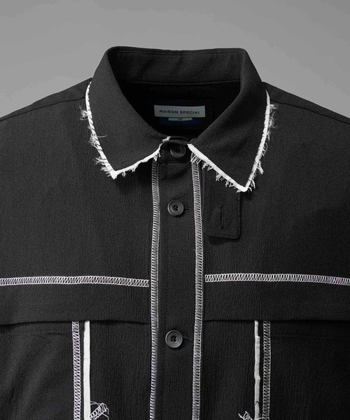 2346　rerere　mal リネンシャツ　黒色とグレーー2枚set VELNUS】2way cord design loose regular collar shirt / 2way