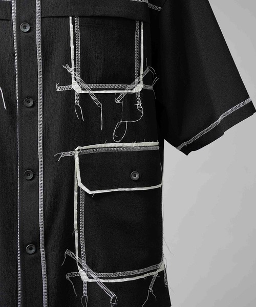 2346　rerere　mal リネンシャツ　黒色とグレーー2枚set Maison Margiela｜ステッチオープンカラーシャツ