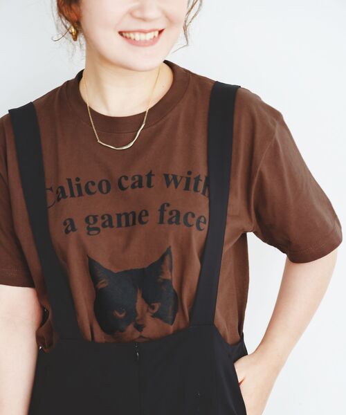 le.coeur blanc(ルクールブラン)の「Regency WorksネコプリントT(Tシャツ/カットソー・レディース・ブラウン/オフホワイト・38)」の5枚目の写真