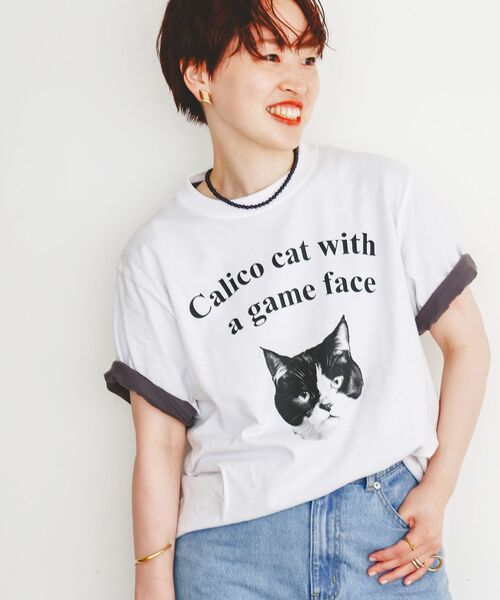 le.coeur blanc(ルクールブラン)の「Regency WorksネコプリントT(Tシャツ/カットソー・レディース・ブラウン/オフホワイト・38)」の7枚目の写真