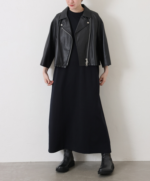 JOURNAL STANDARD LUXE(ジャーナルスタンダード ラックス)の「クラシックテンジク スタンダードクルーネックワンピース(ワンピース・レディース・ブラック・MEDIUM/SMALL)」の4枚目の写真