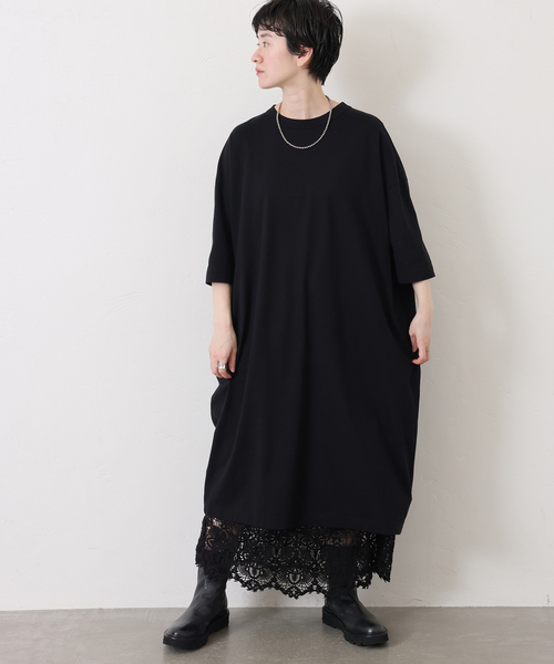 JOURNAL STANDARD LUXE(ジャーナルスタンダード ラックス)の「クラシックテンジク スタンダードクルーネックワンピース(ワンピース・レディース・ブラック・MEDIUM/SMALL)」の6枚目の写真