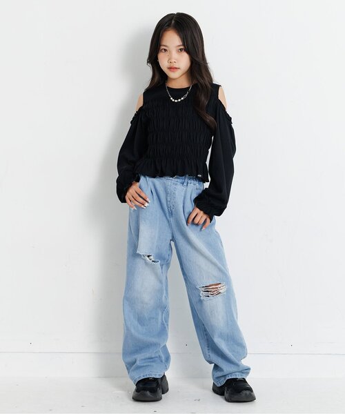 algy（アルジー）の「カラーグランジパンツ（デニムパンツ・キッズ・ピンク/インディゴブルー/ラベンダー・XX-SMALL/X-SMALL/MEDIUM/SMALL）」の6枚目の写真