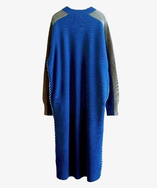 Paradise Picnic（パラダイスピクニック）の「HCAE コントラストスリーブニットドレス（ワンピース・レディース・ブルー/カーキ/パープル・FREE）」の12枚目の写真