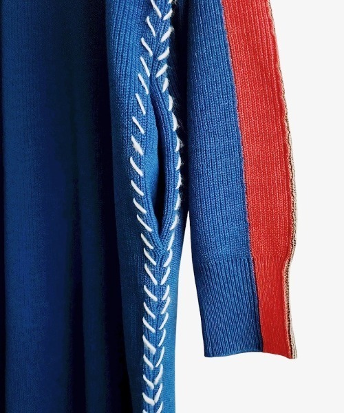 Paradise Picnic（パラダイスピクニック）の「HCAE コントラストスリーブニットドレス（ワンピース・レディース・ブルー/カーキ/パープル・FREE）」の14枚目の写真