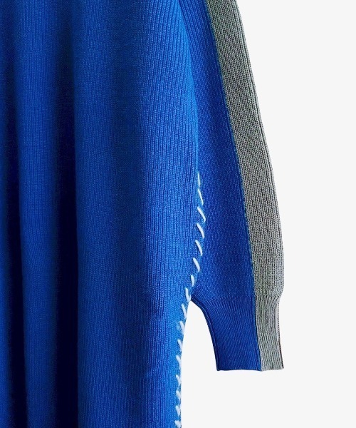 Paradise Picnic（パラダイスピクニック）の「HCAE コントラストスリーブニットドレス（ワンピース・レディース・ブルー/カーキ/パープル・FREE）」の15枚目の写真