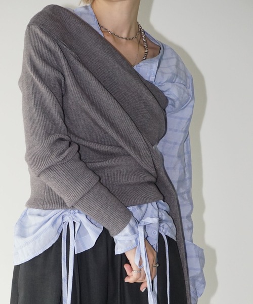 chuclla（チュクラ）の「オフショル リブニットトップス chw25a034（ニット/セーター・レディース・グレー/ホワイト/ブラック・FREE）」の3枚目の写真