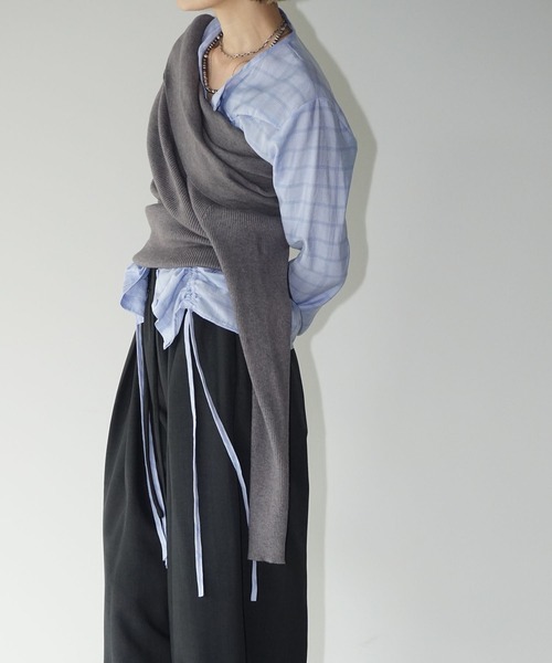 chuclla（チュクラ）の「オフショル リブニットトップス chw25a034（ニット/セーター・レディース・グレー/ホワイト/ブラック・FREE）」の14枚目の写真