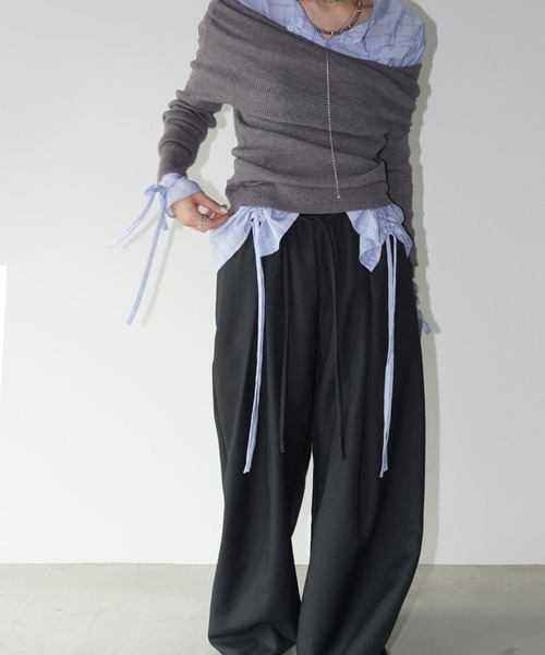 chuclla（チュクラ）の「オフショル リブニットトップス chw25a034（ニット/セーター・レディース・グレー/ホワイト/ブラック・FREE）」の15枚目の写真