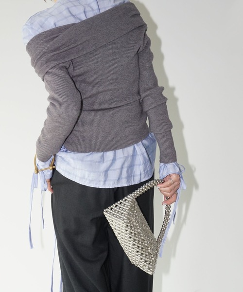 chuclla（チュクラ）の「オフショル リブニットトップス chw25a034（ニット/セーター・レディース・グレー/ホワイト/ブラック・FREE）」の16枚目の写真