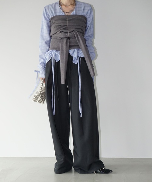 chuclla（チュクラ）の「オフショル リブニットトップス chw25a034（ニット/セーター・レディース・グレー/ホワイト/ブラック・FREE）」の18枚目の写真