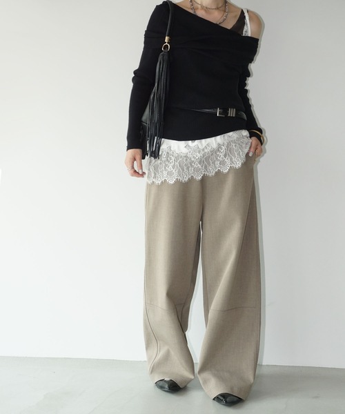 chuclla（チュクラ）の「オフショル リブニットトップス chw25a034（ニット/セーター・レディース・グレー/ホワイト/ブラック・FREE）」の22枚目の写真