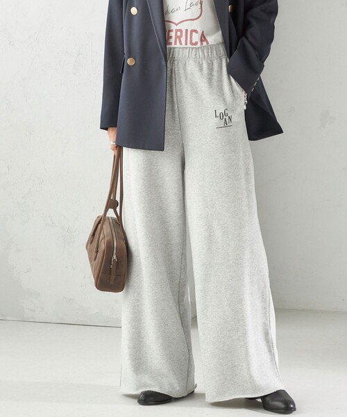 LOGAN knitting mills(ローガンニッティングミルズ)の「【SHIPS別注】LOGAN KNITTING MILLS:〈洗濯機可能〉プリント パンツ(スウェットパンツ・レディース・ライトグレー/ボルドー・ONE SIZE)」の2枚目の写真