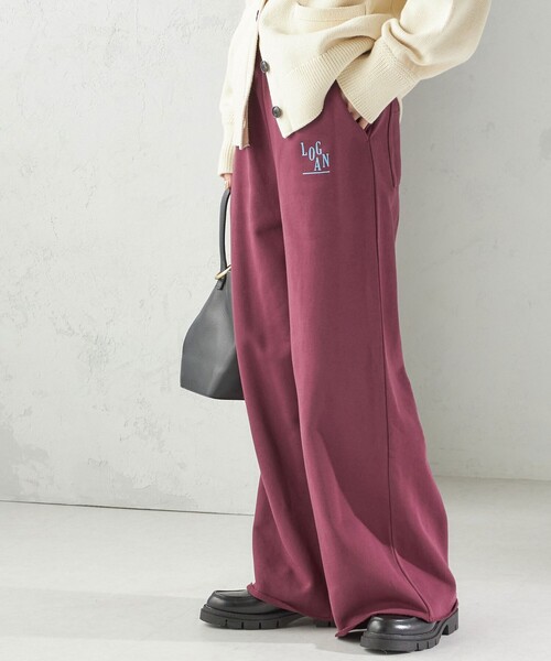 LOGAN knitting mills(ローガンニッティングミルズ)の「【SHIPS別注】LOGAN KNITTING MILLS:〈洗濯機可能〉プリント パンツ(スウェットパンツ・レディース・ライトグレー/ボルドー・ONE SIZE)」の1枚目の写真