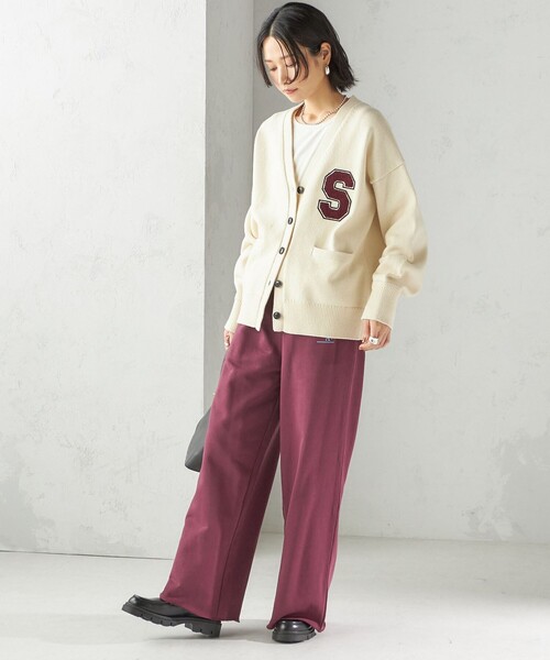 LOGAN knitting mills(ローガンニッティングミルズ)の「【SHIPS別注】LOGAN KNITTING MILLS:〈洗濯機可能〉プリント パンツ(スウェットパンツ・レディース・ライトグレー/ボルドー・ONE SIZE)」の6枚目の写真