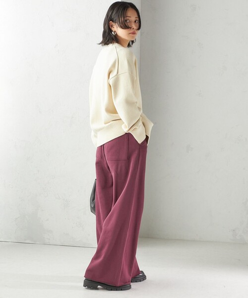 LOGAN knitting mills(ローガンニッティングミルズ)の「【SHIPS別注】LOGAN KNITTING MILLS:〈洗濯機可能〉プリント パンツ(スウェットパンツ・レディース・ライトグレー/ボルドー・ONE SIZE)」の9枚目の写真