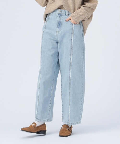 BEAMS HEART(ビームスハート)の「センター フリンジ デニム パンツ(S~M)(デニムパンツ・レディース・サックスブルー/インディゴブルー・SMALL/MEDIUM)」の4枚目の写真