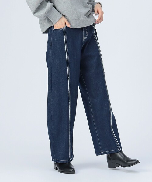 BEAMS HEART(ビームスハート)の「センター フリンジ デニム パンツ(S~M)(デニムパンツ・レディース・サックスブルー/インディゴブルー・SMALL/MEDIUM)」の6枚目の写真