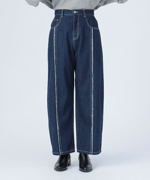 BEAMS HEART(ビームスハート)の「センター フリンジ デニム パンツ(S~M)(デニムパンツ・レディース・サックスブルー/インディゴブルー・SMALL/MEDIUM)」の7枚目の写真