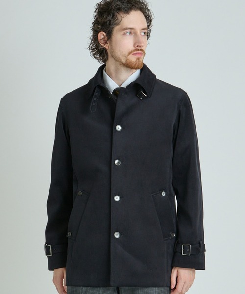 MEN'S BIGI(メンズビギ)の「ベロアボンディング ショートコート<ストレッチ>(ダウンジャケット/コート・メンズ・ブラック/ベージュ・04/03/02/01)」の1枚目の写真
