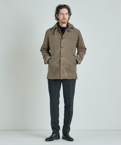 MEN'S BIGI(メンズビギ)の「ベロアボンディング ショートコート<ストレッチ>(ダウンジャケット/コート・メンズ・ブラック/ベージュ・04/03/02/01)」の6枚目の写真