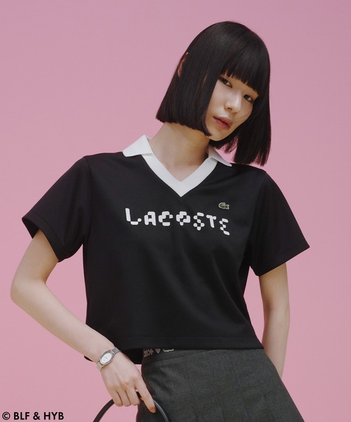 LACOSTE(ラコステ)の「厚盛りプリントクロップドゲーム ポロシャツ(ポロシャツ・レディース・ブラック/イエロー/ネイビー・34/36)」の2枚目の写真