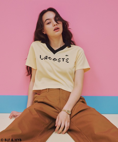 LACOSTE(ラコステ)の「厚盛りプリントクロップドゲーム ポロシャツ(ポロシャツ・レディース・ブラック/イエロー/ネイビー・34/36)」の7枚目の写真