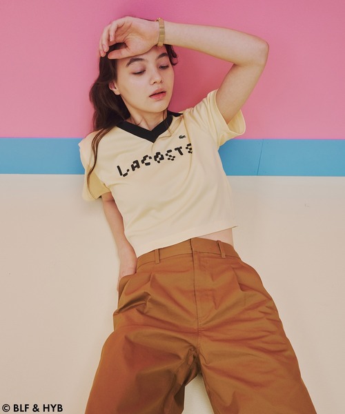 LACOSTE(ラコステ)の「厚盛りプリントクロップドゲーム ポロシャツ(ポロシャツ・レディース・ブラック/イエロー/ネイビー・34/36)」の8枚目の写真