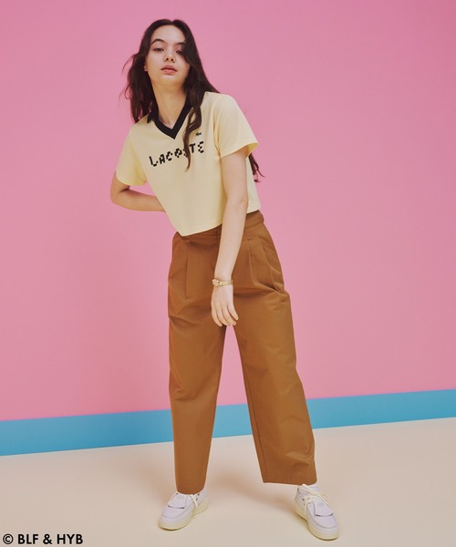 LACOSTE(ラコステ)の「厚盛りプリントクロップドゲーム ポロシャツ(ポロシャツ・レディース・ブラック/イエロー/ネイビー・34/36)」の9枚目の写真