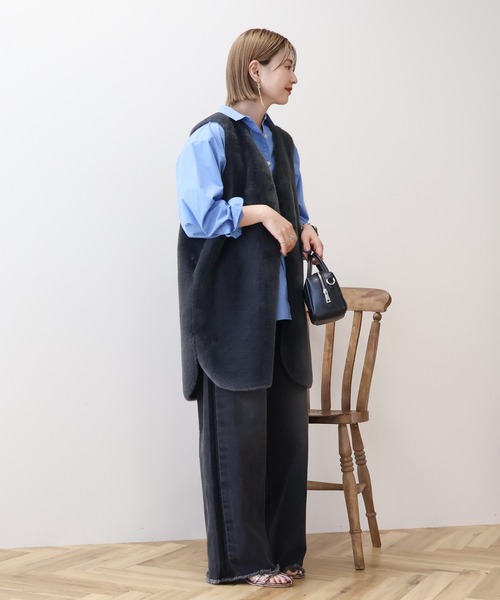 AMERICAN HOLIC（アメリカンホリック）の「【選べる丈】ファーベスト（ベスト・レディース・ベージュ/アイボリー/チャコールグレー・L/M）」の15枚目の写真