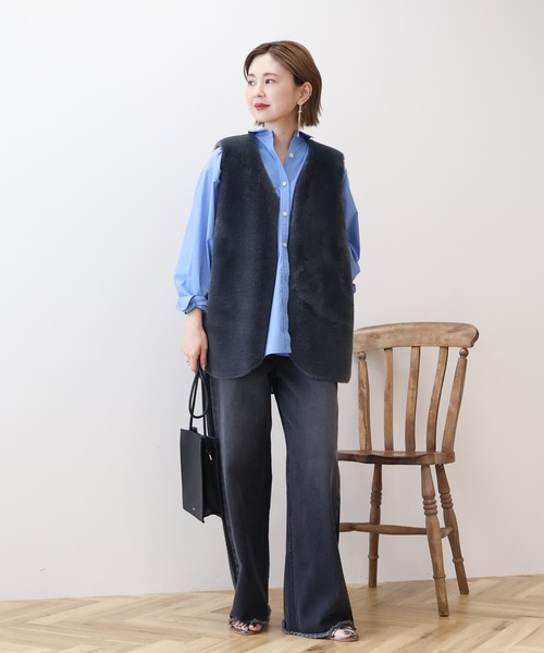 AMERICAN HOLIC（アメリカンホリック）の「【選べる丈】ファーベスト（ベスト・レディース・ベージュ/アイボリー/チャコールグレー・L/M）」の21枚目の写真