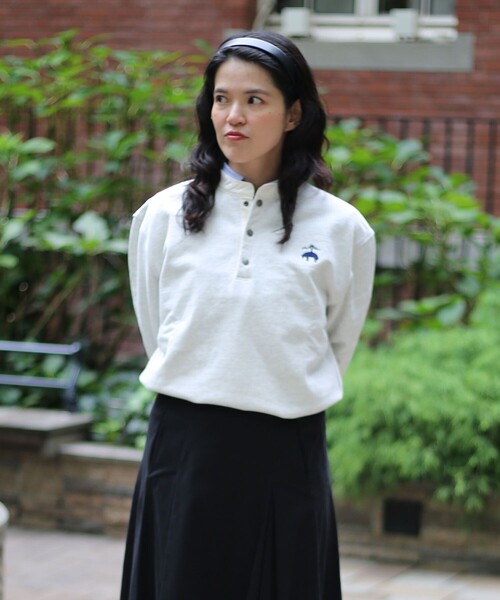 BROOKS BROTHERS（ブルックスブラザーズ）の「◆オンラインストア限定◆ コットンフレンチテリー　ビッグGFロゴ　ハーフボタンスウェットシャツ（スウェット・メンズ・ブラック/ネイビー/グレー/オートミール・SMALL/MEDIUM/LARGE）」の3枚目の写真