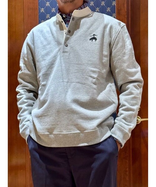 BROOKS BROTHERS（ブルックスブラザーズ）の「◆オンラインストア限定◆ コットンフレンチテリー　ビッグGFロゴ　ハーフボタンスウェットシャツ（スウェット・メンズ・ブラック/ネイビー/グレー/オートミール・SMALL/MEDIUM/LARGE）」の2枚目の写真
