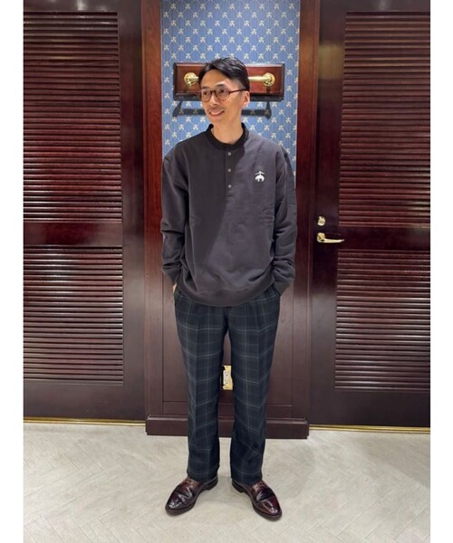 BROOKS BROTHERS（ブルックスブラザーズ）の「◆オンラインストア限定◆ コットンフレンチテリー　ビッグGFロゴ　ハーフボタンスウェットシャツ（スウェット・メンズ・ブラック/ネイビー/グレー/オートミール・SMALL/MEDIUM/LARGE）」の7枚目の写真