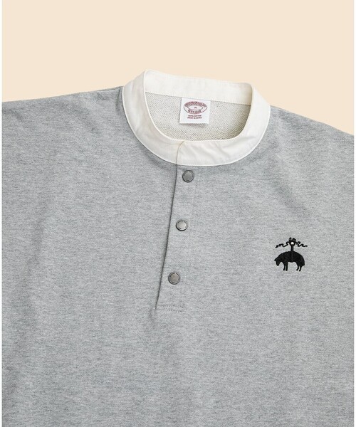 BROOKS BROTHERS（ブルックスブラザーズ）の「◆オンラインストア限定◆ コットンフレンチテリー　ビッグGFロゴ　ハーフボタンスウェットシャツ（スウェット・メンズ・ブラック/ネイビー/グレー/オートミール・SMALL/MEDIUM/LARGE）」の9枚目の写真
