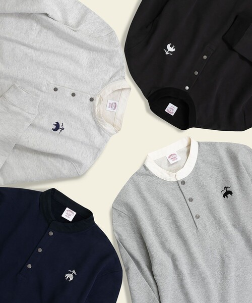 BROOKS BROTHERS（ブルックスブラザーズ）の「◆オンラインストア限定◆ コットンフレンチテリー　ビッグGFロゴ　ハーフボタンスウェットシャツ（スウェット・メンズ・ブラック/ネイビー/グレー/オートミール・SMALL/MEDIUM/LARGE）」の13枚目の写真