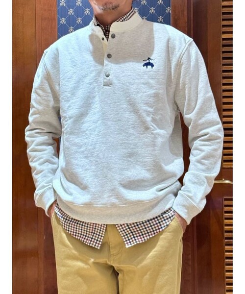 BROOKS BROTHERS（ブルックスブラザーズ）の「◆オンラインストア限定◆ コットンフレンチテリー　ビッグGFロゴ　ハーフボタンスウェットシャツ（スウェット・メンズ・ブラック/ネイビー/グレー/オートミール・SMALL/MEDIUM/LARGE）」の21枚目の写真