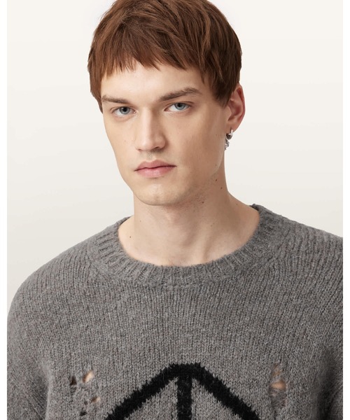 ALLSAINTS(オールセインツ)の「MESSAGE OVERSIZED WOOL JUMPER | MESSAGE オーバーサイズ ウール ニット・セーター(ニット/セーター・メンズ・グレー系その他・S/M/L/XL/XS)」の2枚目の写真